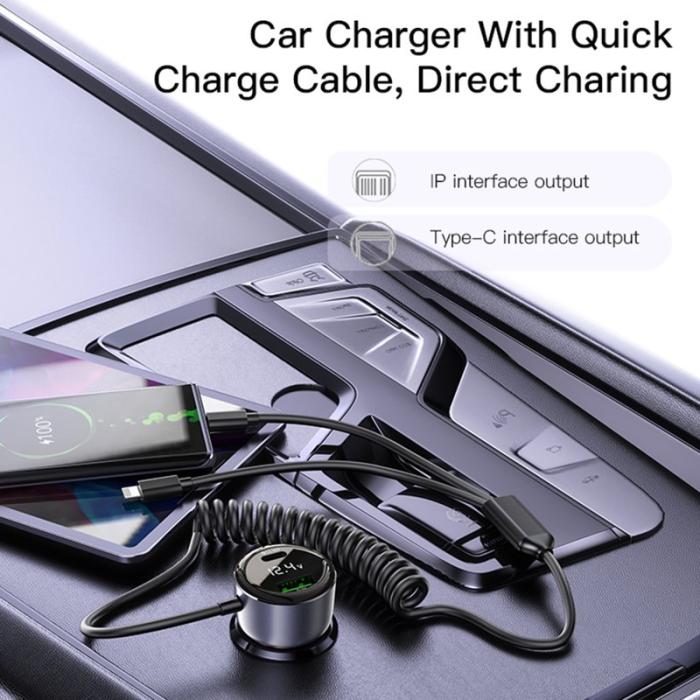 OEM - YESIDO Y58 Snabbladdare med digital display och Lightning/Type-C kabel 60W