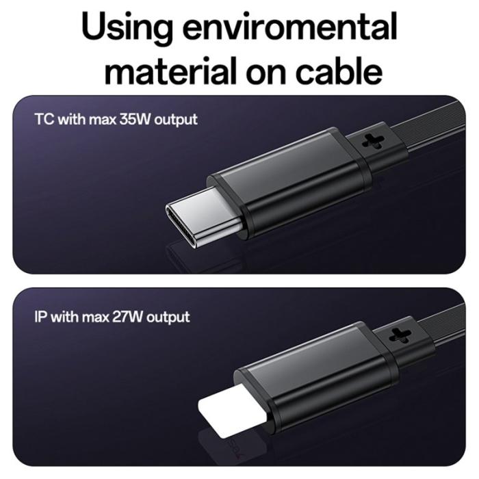 OEM - YESIDO Y61 53W Snabbladdare för bil med USB-port och 2-i-1 utdragbar kabel