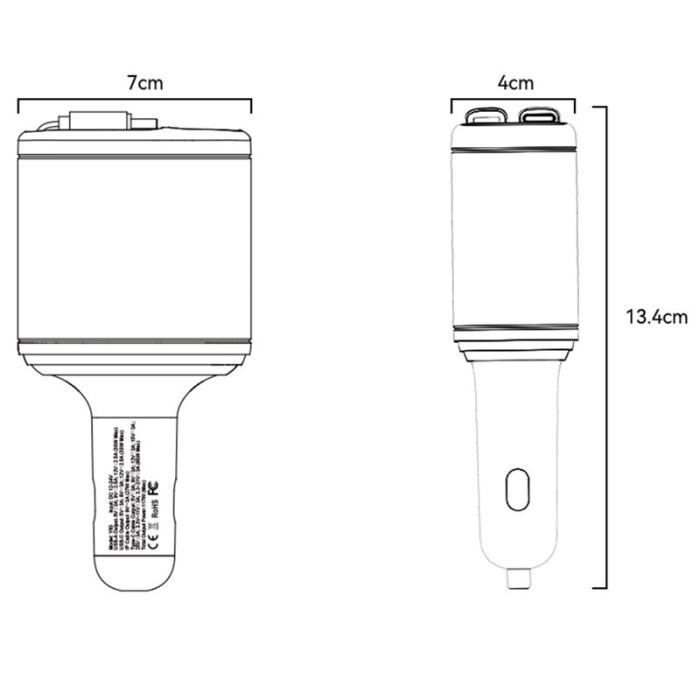 OEM - YESIDO Y63 117W Snabbladdare USB-A + Type-C Biladapter med utdragbara kablar