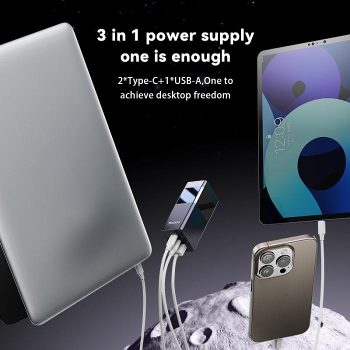 OEM - YESIDO YC77 GaN Skrivbordsladdare USB+2 Type-C - EU Kontakt