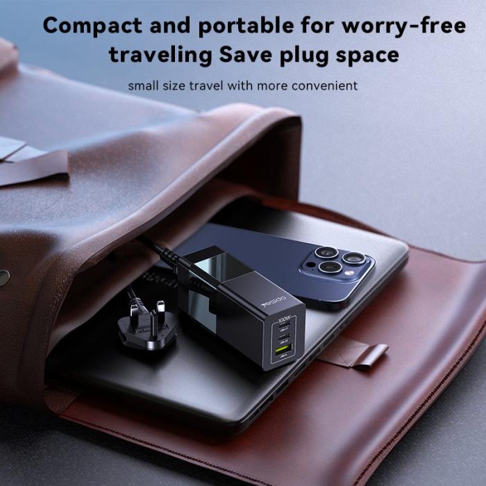OEM - YESIDO YC77 GaN Skrivbordsladdare USB+2 Type-C - EU Kontakt