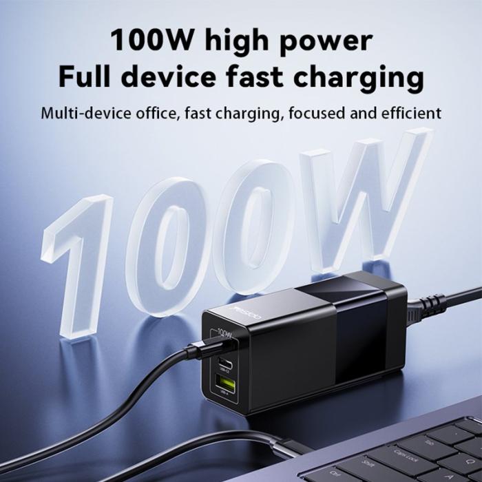 OEM - YESIDO YC77 GaN Skrivbordsladdare USB+2 Type-C - EU Kontakt