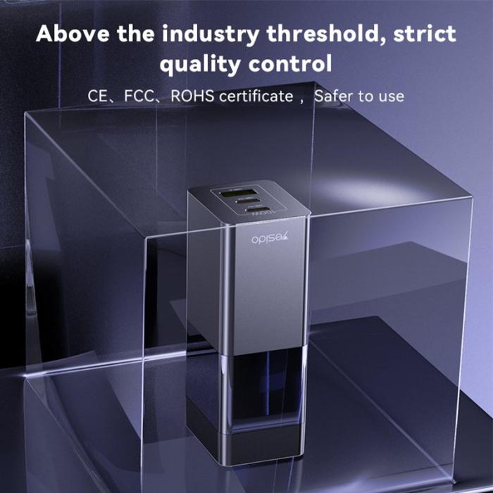 OEM - YESIDO YC77 GaN Skrivbordsladdare USB+2 Type-C - EU Kontakt