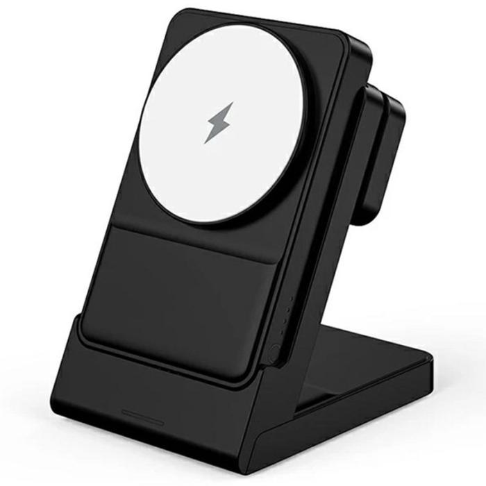 OEM - 3-i-1 laddningsställ för klocka, hörlurar, mobil - Svart/Vit 15W