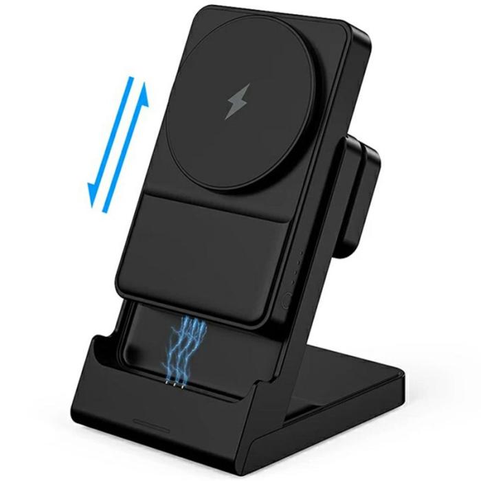 OEM - 3-i-1 laddningsställ för klocka, hörlurar och mobil - Vit+Grå