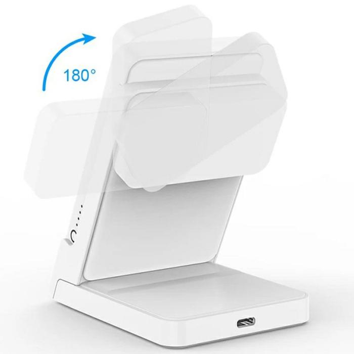 OEM - 3-i-1 laddningsställ för klocka, hörlurar och mobil - Vit+Grå