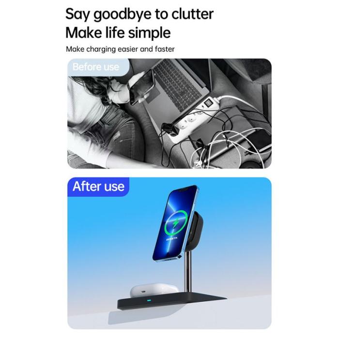 OEM - Magnetisk trådlös laddare för iPhone/AirPods/Apple Watch med kylfläkt