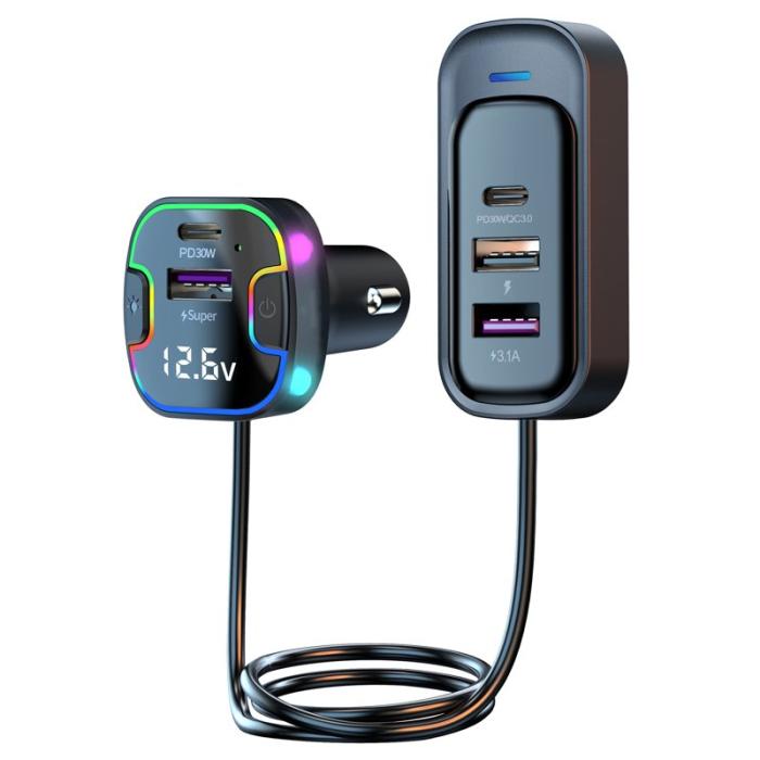 OEM - Multi-Port Bil Elektronisk Laddare PD Snabbladdning, Svart