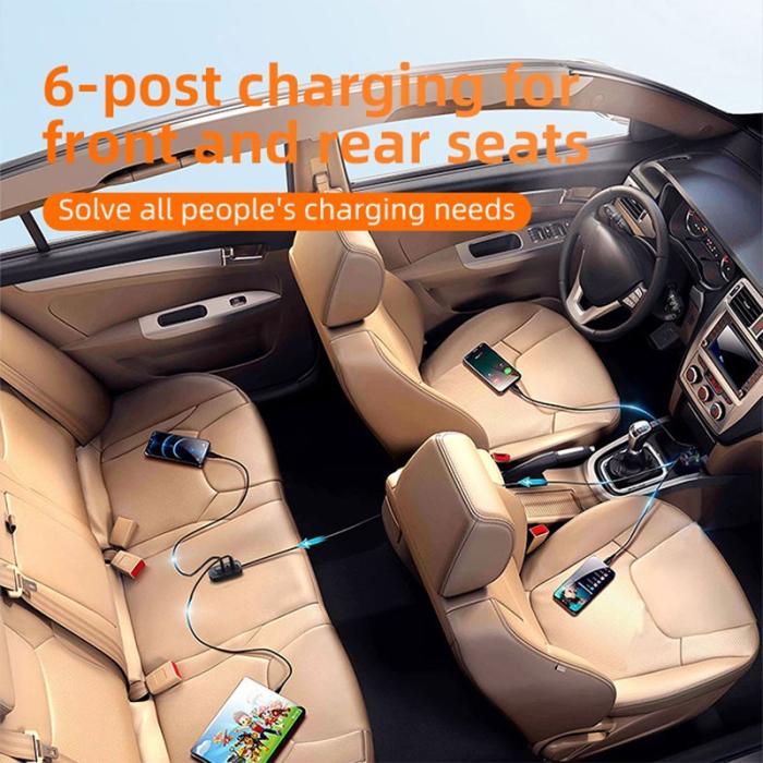 OEM - Multi-Port Bil Elektronisk Laddare PD Snabbladdning, Svart