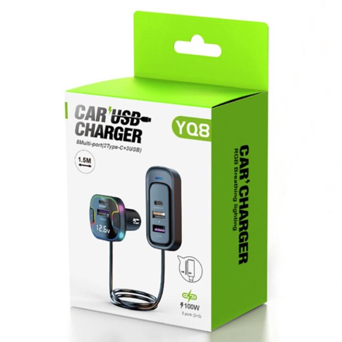 OEM - Multi-Port Bil Elektronisk Laddare PD Snabbladdning, Svart