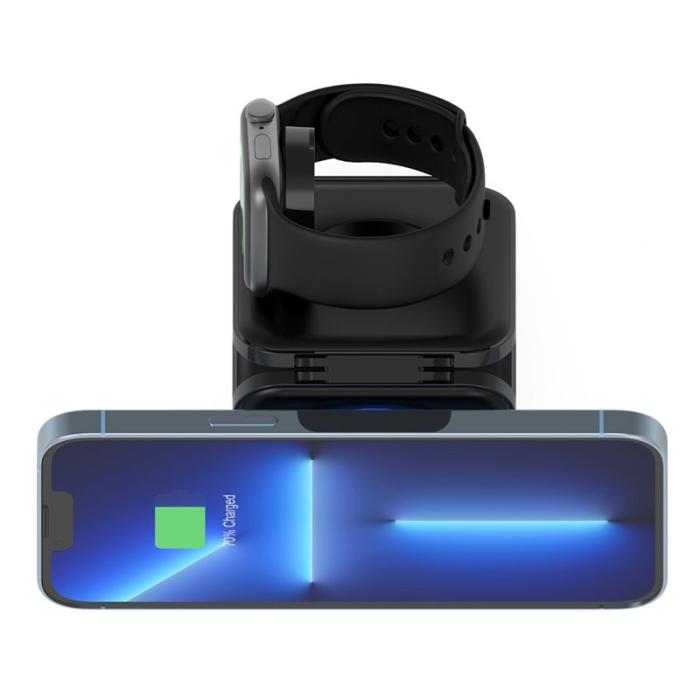 OEM - Fällbar Magnetisk Trådlös Laddare 3-i-1 för iPhone / Apple Watch - Svart