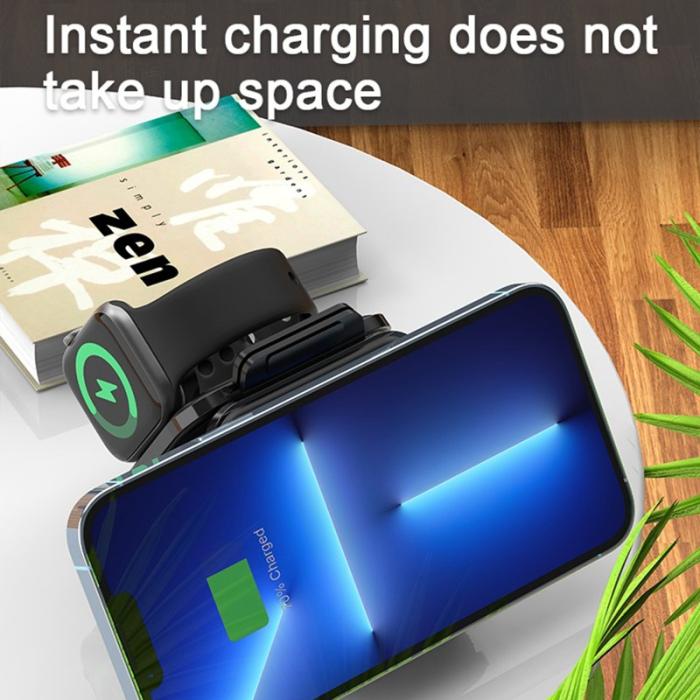 OEM - Fällbar Magnetisk Trådlös Laddare 3-i-1 - Vit