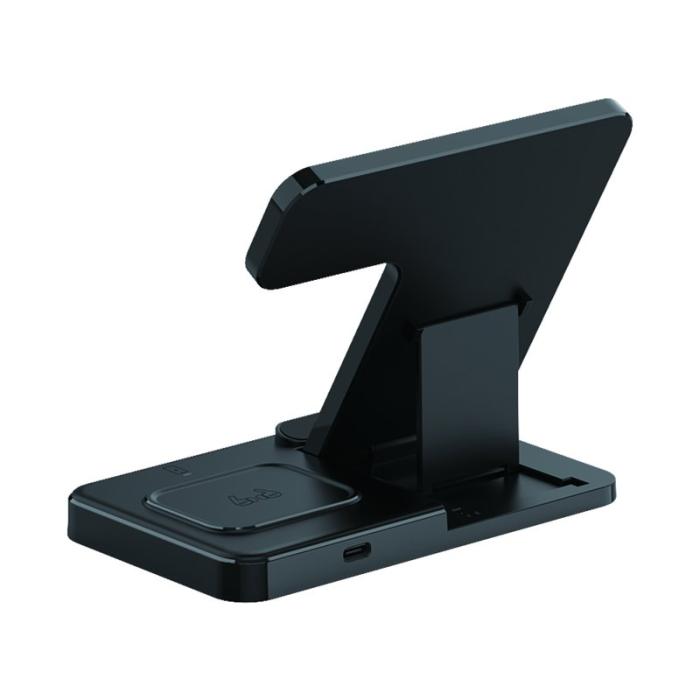 OEM - 3-i-1 15W Snabbladdare Fällbar Laddstation för Qi-enheter - Svart