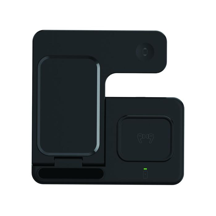 OEM - 3-i-1 15W Snabbladdare Fällbar Laddstation för Qi-enheter - Svart