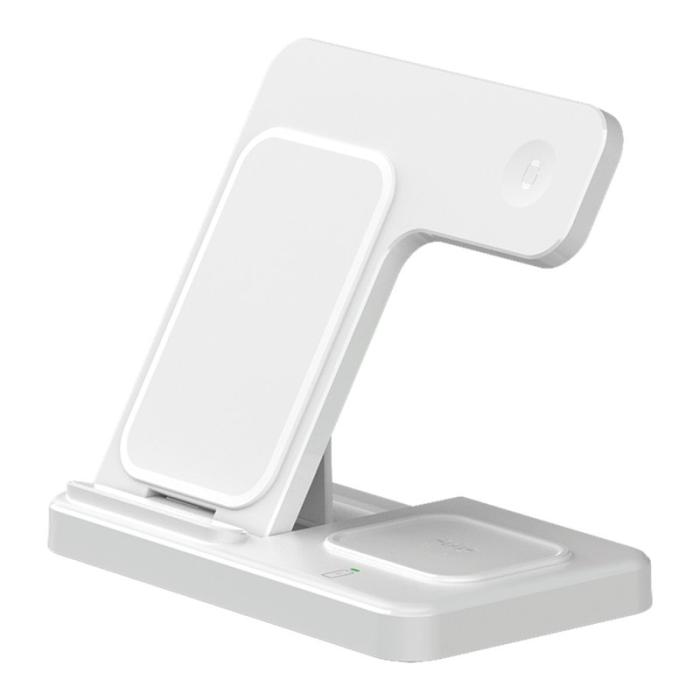 OEM - 3-i-1 15W Snabbladdare Fällbar Laddstation för Qi-enheter - Vit
