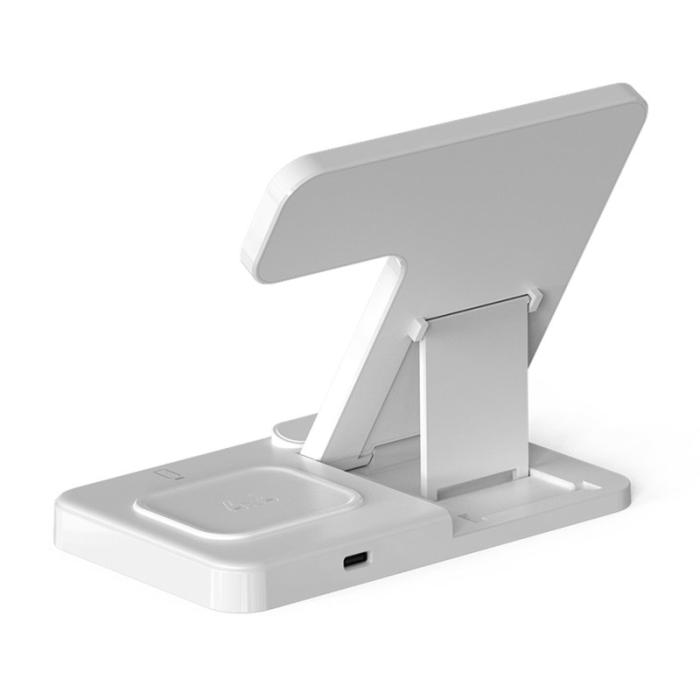 OEM - 3-i-1 15W Snabbladdare Fällbar Laddstation för Qi-enheter - Vit