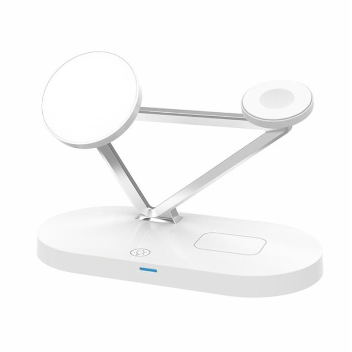 OEM - 5-i-1 15W Magnetisk Trådlös Laddare med LED Atmosfärslampa, Svart