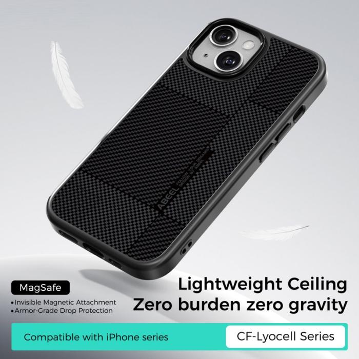 ABEEL - ABEEL CF-Lyocell iPhone 15 Skal MagSafe Microfiber Svart