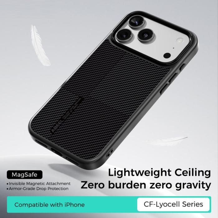 ABEEL - ABEEL CF-Lyocell iPhone 17 Pro Max Skal MagSafe Microfiber Grå