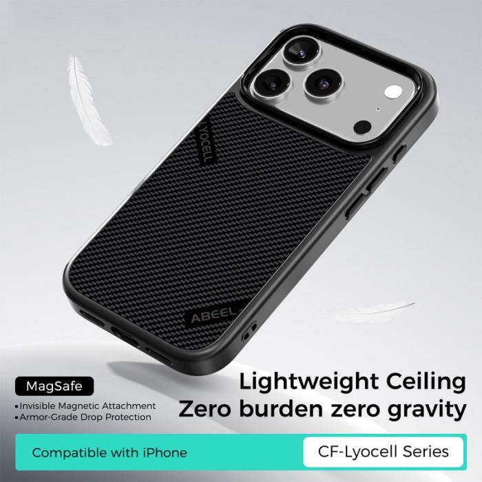 ABEEL - ABEEL CF-Lyocell iPhone 17 Pro Skal MagSafe Microfiber Svart