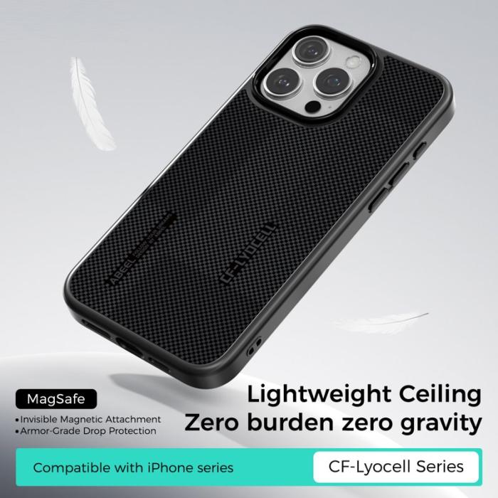 ABEEL - ABEEL CF-Lyocell Series iPhone 15 Pro Max Skal MagSafe Grå