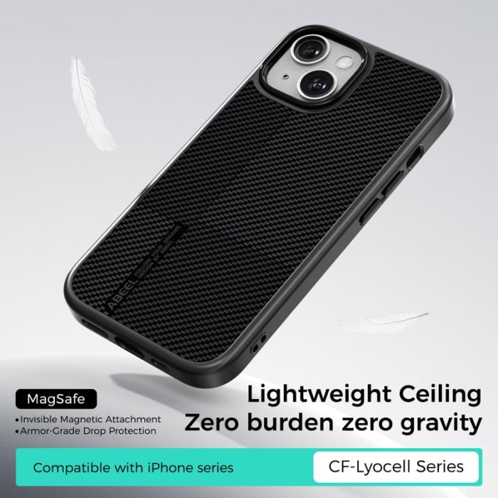 ABEEL - ABEEL CF-Lyocell Series iPhone 15 Skal MagSafe Microfiber Grå