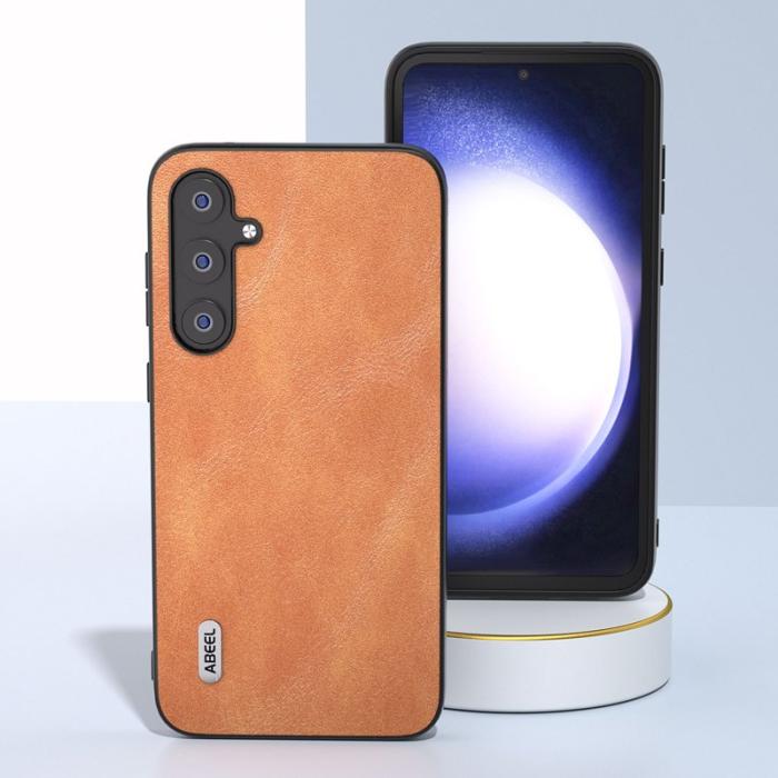 ABEEL - ABEEL Cowhide Texture Fodral för Samsung Galaxy S23 FE - Brun