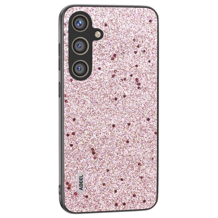 ABEEL - ABEEL Mobilskal till Galaxy S24+ PU Läder Glitter Ytbehandling - Rosa