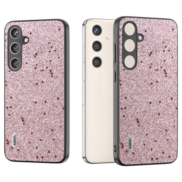 ABEEL - ABEEL Mobilskal till Galaxy S24+ PU Läder Glitter Ytbehandling - Rosa
