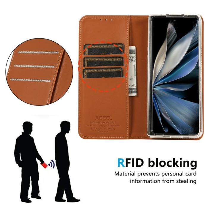 ABEEL - ABEEL Google Pixel 10 Pro Fodral RFID Blocker Läder Flip - Brun