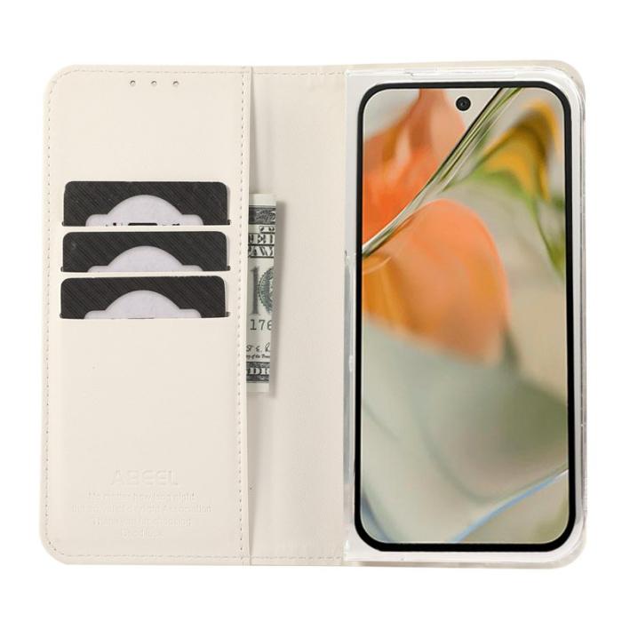 ABEEL - ABEEL Google Pixel 10 Pro Fodral RFID Blocker Läder Flip Vit