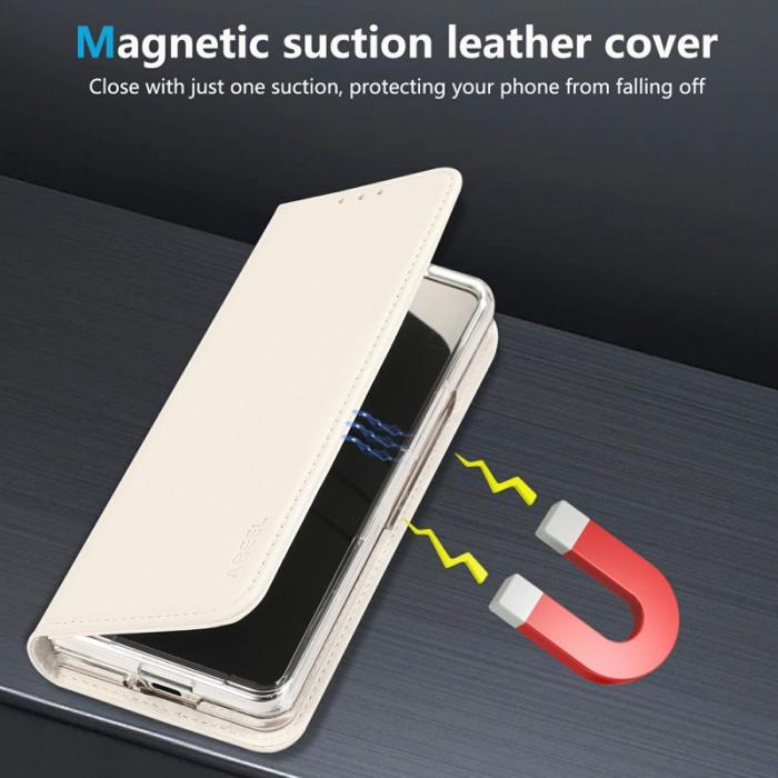 ABEEL - ABEEL Google Pixel 10 Pro Fodral RFID Blocker Läder Flip Vit