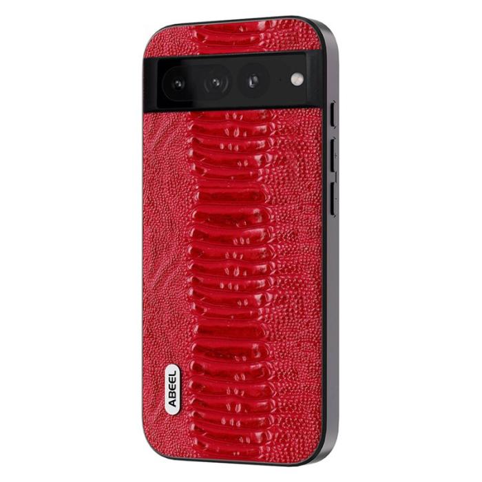 ABEEL - ABEEL Google Pixel 8 Pro Plånboksfodral Röd Äkta Läder TPU PC