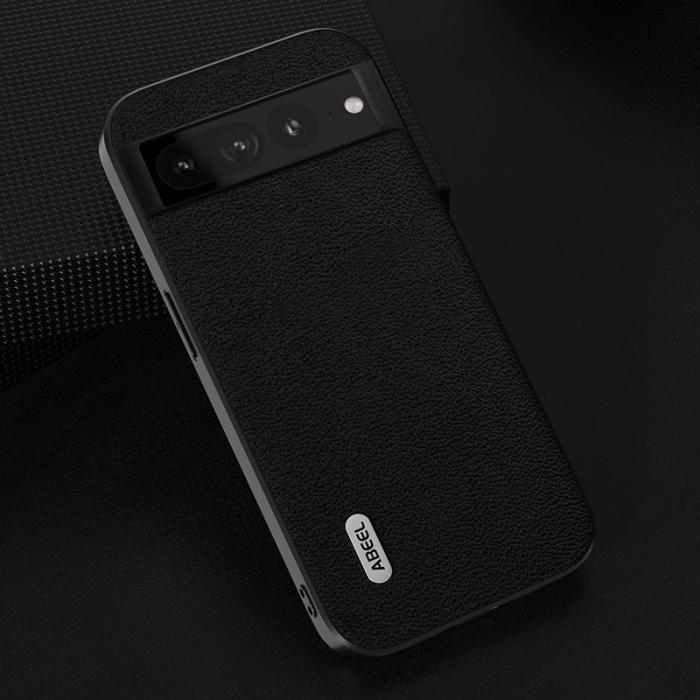 ABEEL - ABEEL Google Pixel 8 Pro Mobilskal Litchi Textur Äkta Läder Svart