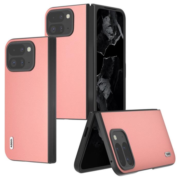 ABEEL - ABEEL Google Pixel 9 Pro Mobilskal Äkta Läder Hård PC Rosa