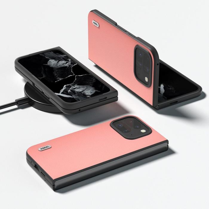 ABEEL - ABEEL Google Pixel 9 Pro Mobilskal Äkta Läder Hård PC Rosa