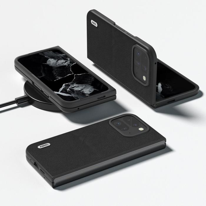 ABEEL - ABEEL Google Pixel 9 Pro Mobilskal Äkta Läder Hård PC Svart