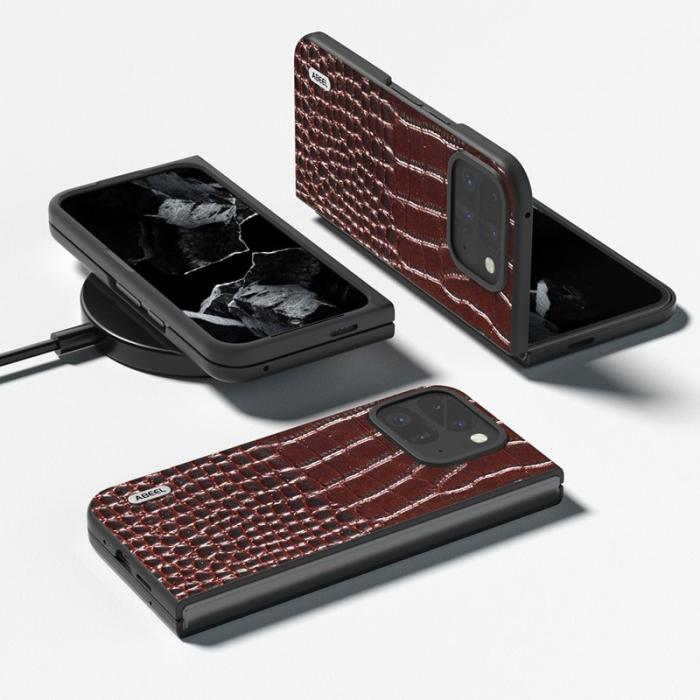 ABEEL - ABEEL Google Pixel 9 Pro Mobilskal Äkta Läder Krokodil - Brun