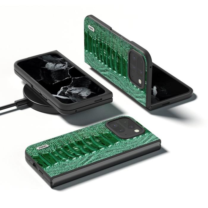 ABEEL - ABEEL Google Pixel 9 Pro Plånboksfodral Äkta Läder Grön