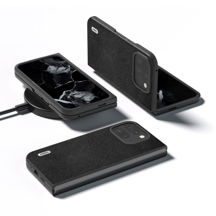 ABEEL - ABEEL Google Pixel 9 Pro Plånboksfodral Äkta Läder Svart