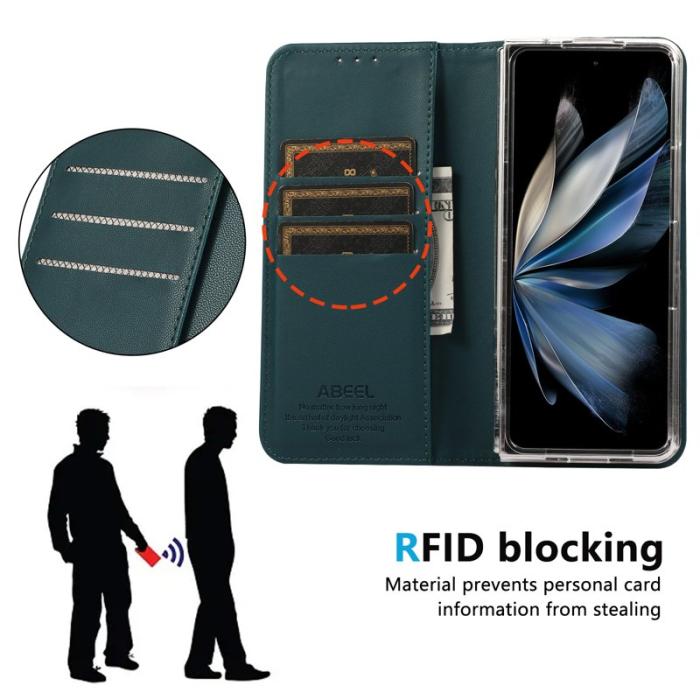 ABEEL - ABEEL Google Pixel 9 Pro Fodral RFID Blocker Läder Flip Grön