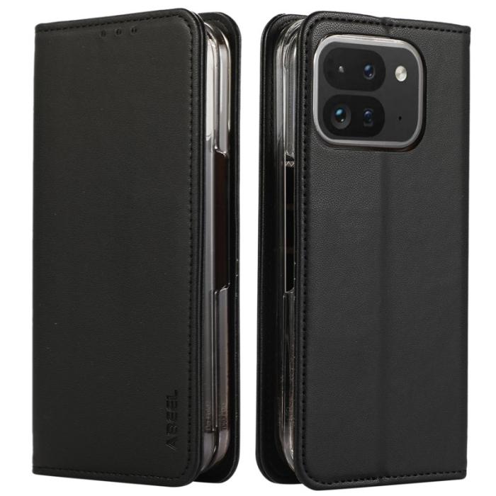 ABEEL - ABEEL Google Pixel 9 Pro Fodral RFID Blocker Läder Svart