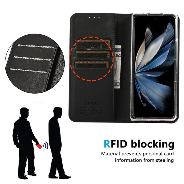 ABEEL - ABEEL Google Pixel 9 Pro Fodral RFID Blocker Läder Svart