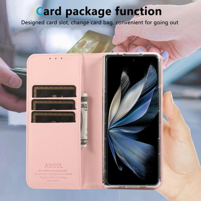 ABEEL - ABEEL Google Pixel 9 Pro Fold 5G Fodral RFID Skydd Läder Rosa