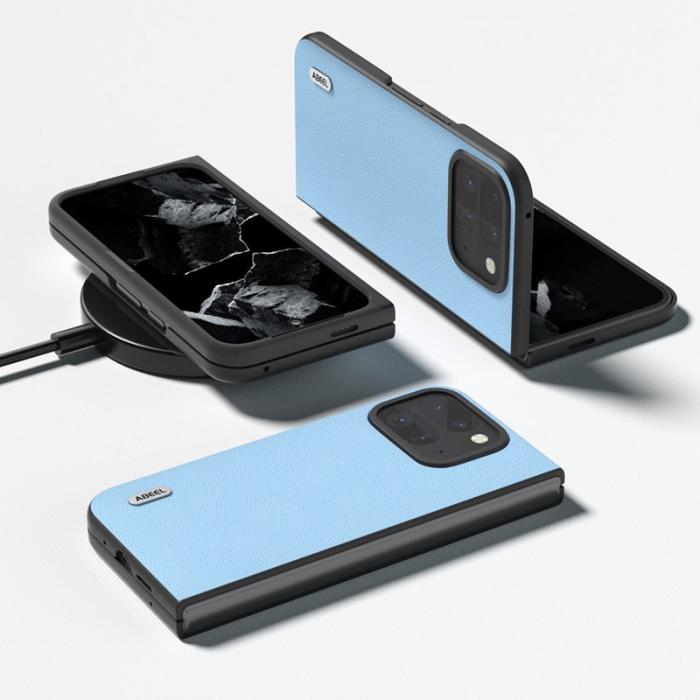 ABEEL - ABEEL Google Pixel 9 Pro Fold 5G Mobilskal Äkta Läder Blå