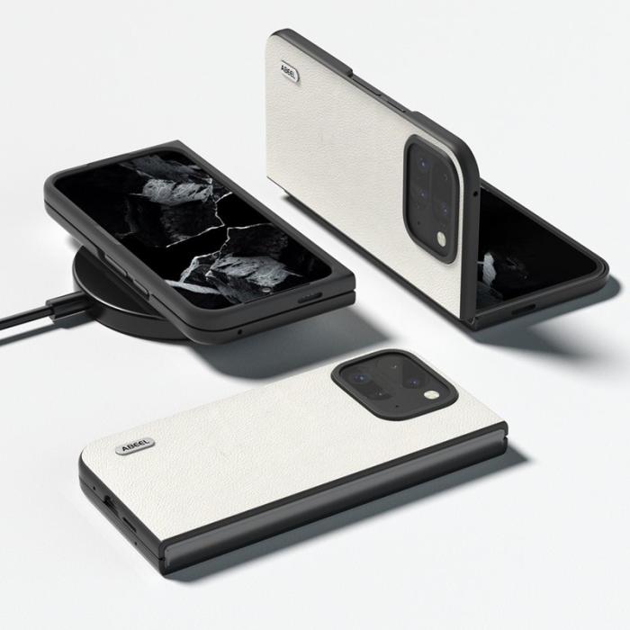 ABEEL - ABEEL Google Pixel 9 Pro Fold 5G Mobilskal Äkta Läder Grå