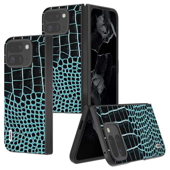 ABEEL - ABEEL Google Pixel 9 Pro Fold 5G Skal Äkta Läder Krokodil - Mörkgrön