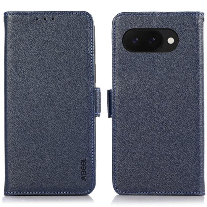 ABEEL - ABEEL Google Pixel 9a Skal Litchi Textur Läder RFID Blå