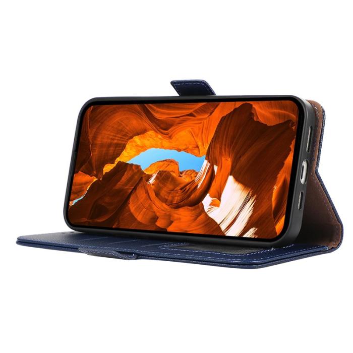 ABEEL - ABEEL Google Pixel 9a Skal Litchi Textur Läder RFID Blå