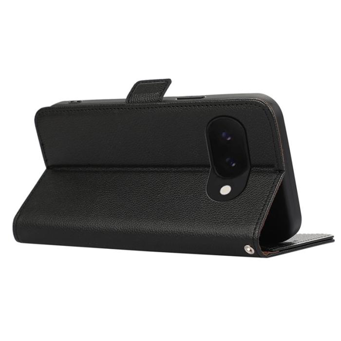 ABEEL - ABEEL Google Pixel 9a Skal Litchi Textur Läder RFID Blocker - Svart